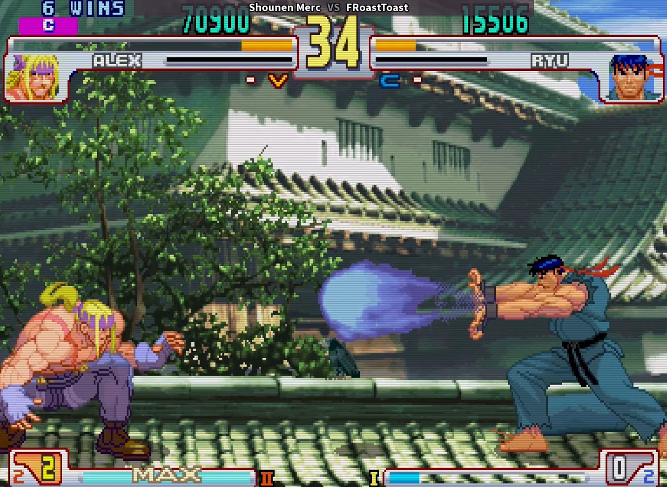 My Ryu vs an Alex in Street Fighter III: 3rd Strike on Fightcade